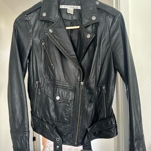 Rezrekshn by Esther Chen Black Leather Biker Jacket
